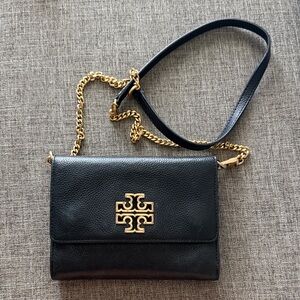 Tory Burch Black Crossbody Bag with Gold Chain